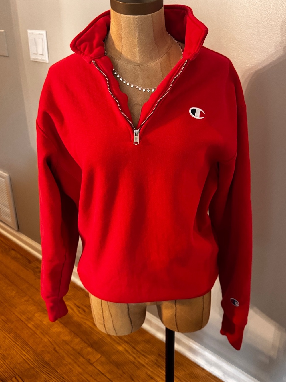 Champion Women’s Red Half-Zip Hoodie Pullover